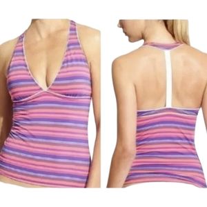 Athleta Tulum T Back Swimsuit Tankini Top Jazzy Purple Pink Womens XXS